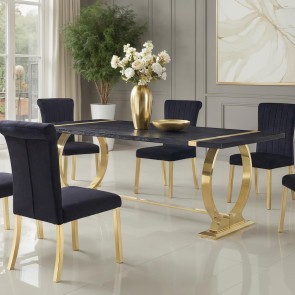 Horley Gold and Black 80-inc Dining Table w/ Gold Frame