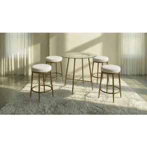 Rilva Matte Gold Counter Height Dining Set w/ Stool Choices