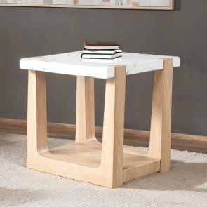 Sundbry White and Natural End Table