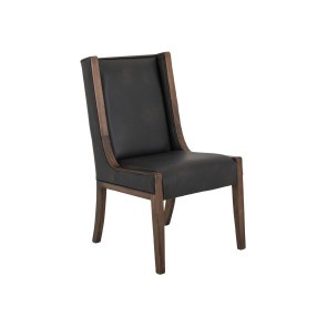 Walnut Faux Leather Upholstered Chair (Set of 2)