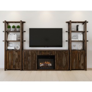 Balam Stained Black Fireplace Entertainment Wall