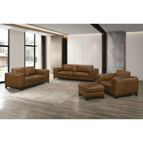 Sayer Brown Leather Living Room Set