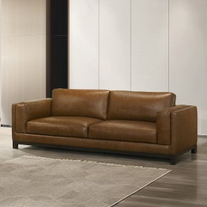 Sayer Brown Leather Sofa