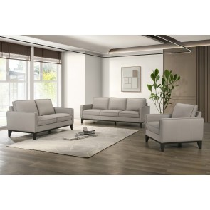 Aaron Mist Gray Leather Living Room Set