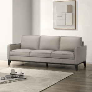Aaron Mist Gray Leather Sofa