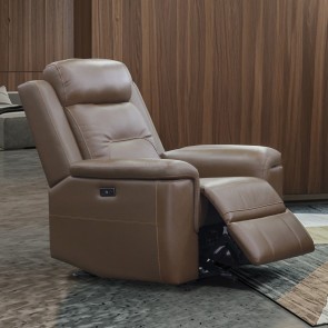 Keldon Brown Leather Glider Recliner