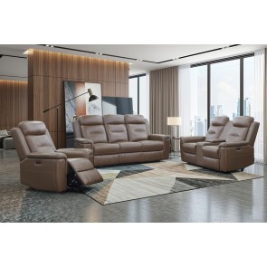 Keldon Brown Leather Power Reclining Living Room Set