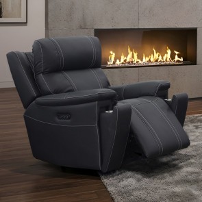 Hartley Black Leather Glider Recliner