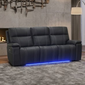Hartley Black Leather Reclining Sofa