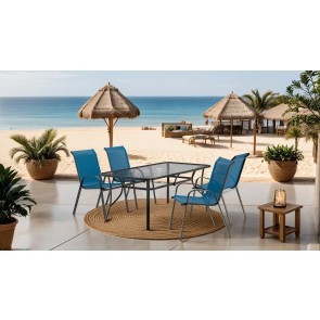 Pierro Blue Outdoor Dining Set