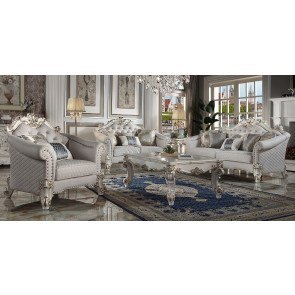Vendome II Ivory Fabric Living Room Set (Antique Pearl)