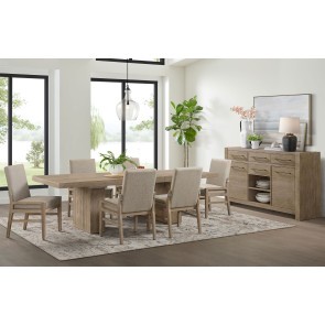 Nash Trestle Dining Room Set w/ Upholstered Chairs