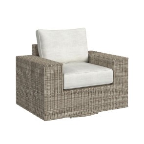 Carmona Natural and Olefin Beige Outdoor Swivel Chair