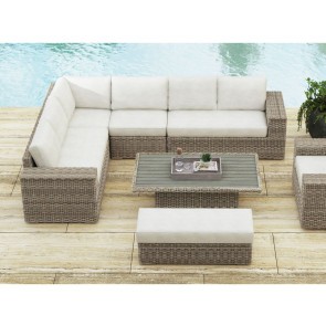 Carmona Natural and Olefin Beige Modular Outdoor Sectional