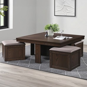 Paxton 5-Piece Storage Coffee Table w/ 4 Tuck-In Ottomans
