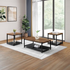 Linea Brown and Black 3-Piece Occasional Table Set