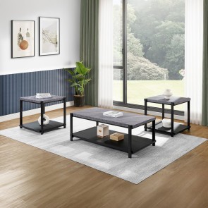 Linea Dark Gray and Black 3-Piece Occasional Table Set
