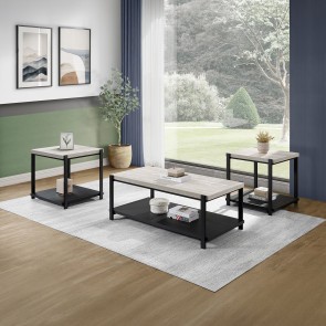 Linea Light Gray and Black 3-Piece Occasional Table Set