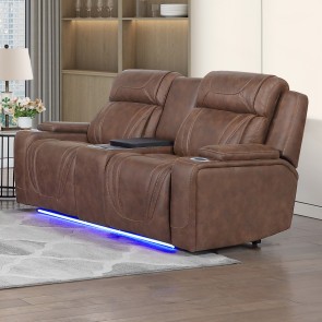 Carrow Power Reclining Loveseat w/ Power Headrests, Console Cooler, Stereo and Massage