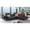 A761 Leather Right Chaise Sectional (Black)