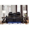 Party Time Midnight Power Reclining Console Loveseat w/ Adjustable Headrests