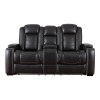 Party Time Midnight Power Reclining Console Loveseat w/ Adjustable Headrests