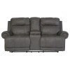 Austere Gray Double Reclining Loveseat w/ Console