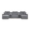 Modmax Salt and Pepper 5-Piece Power Reclining Double Chaise Home Theater Seating w/ Audio System