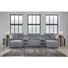 Modmax Salt and Pepper 5-Piece Power Reclining Double Chaise Home Theater Seating w/ Audio System