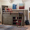 Bunkhouse Mid Loft Bed w/ Dresser and Bookcase