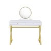 Coleen X-Shape Vanity Set w/ Mirror and Jewelry Tray (White/ Gold)