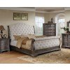 Sheffield Upholstered Sleigh Bed (Antique Grey)