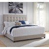 Contemporary Upholstered Bed (Beige)