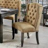 Sania III 84-Inch Dining Room Set w/ Gold Wingback Chairs