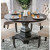 Nerissa Round Dining Room Set w/ Gray Chairs (Antique Black)
