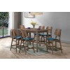 Oscar Walnut Rectangular Counter Height Dining Set w/ Teal Chairs