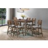 Oscar Walnut Rectangular Counter Height Dining Set w/ Gray Chairs