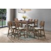 Oscar Walnut Rectangular Counter Height Dining Set w/ Natural Chairs