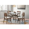 Oscar Walnut Round Glass Top Dining Room Set w/ Natural Chairs