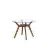 Oscar Walnut Round Glass Top Dining Table