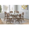 Oscar Walnut Round Glass Top Counter Height Dining Set w/ Natural Chairs