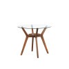 Oscar Walnut Round Glass Top Counter Height Dining Set w/ Gray Chairs