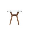Oscar Walnut Round Glass Top Counter Height Dining Set w/ Gray Chairs