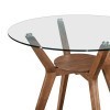 Oscar Walnut Round Glass Top Counter Height Dining Set w/ Gray Chairs