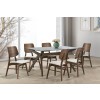 Oscar Walnut Rectangular Smoked Glass Top Dining Room Set