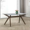 Oscar Walnut Rectangular Smoked Glass Top Dining Table