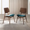 Oscar Walnut Corner Dining Room Set w/ Teal Chairs
