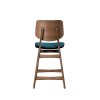 Oscar Walnut Counter Height Chair w/ Teal Cushion (Set of 2)