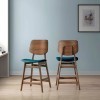 Oscar Walnut Counter Height Chair w/ Teal Cushion (Set of 2)