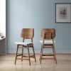 Oscar Walnut Counter Height Chair w/ Natural Cushion (Set of 2)
